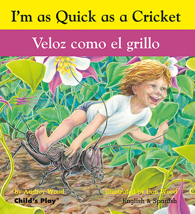 Quick as a Cricket dual language English/Spanish board book 160 x 145mm (grey board version) - Jacket